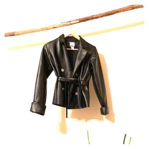 DONATING SOON size 10 faux leather blazer with tie